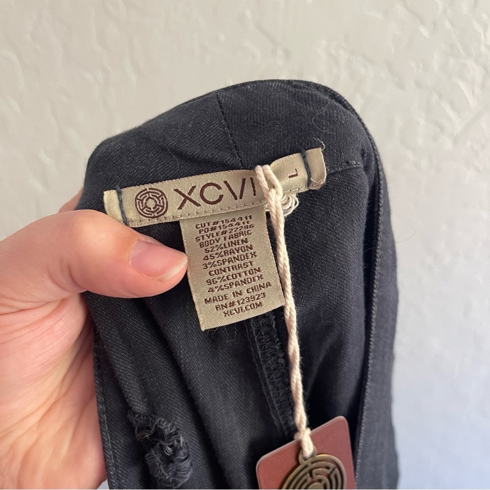 NWT XCVI Dark Blue Lightweight Cuffed Pants Linen Blend Women's Size Large - Picture 10 of 11